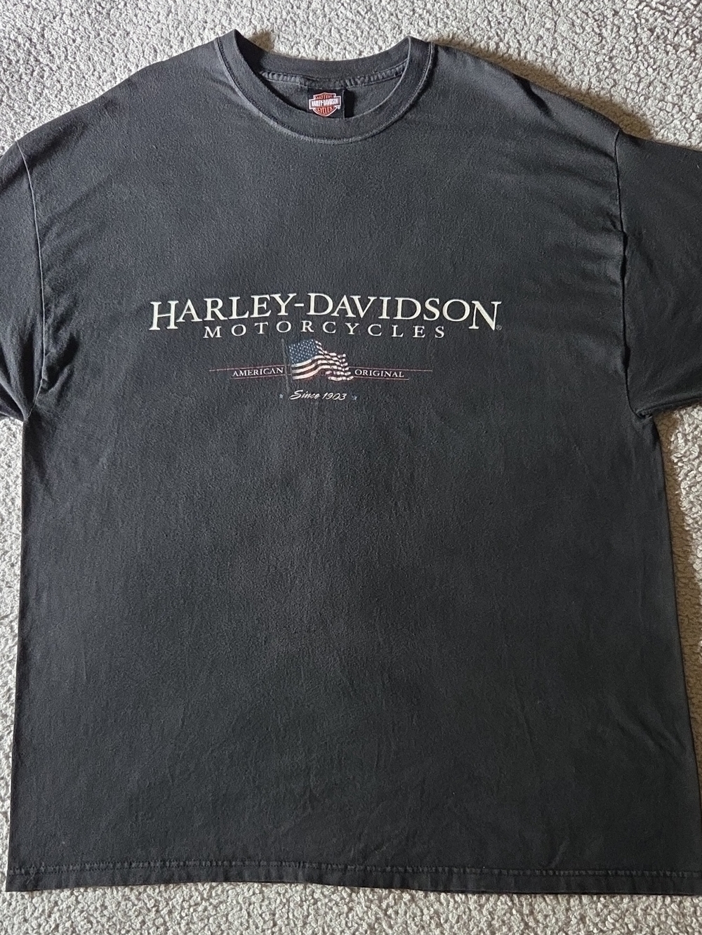 VTG Y2K Harley Davidson Biker NYC Flag Graphic Short Sleeve T-shirt